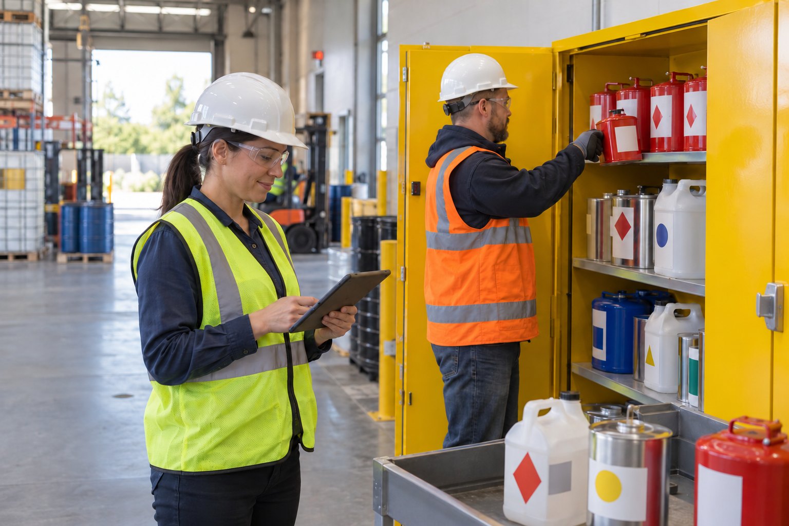 A tidy chemical storage room
